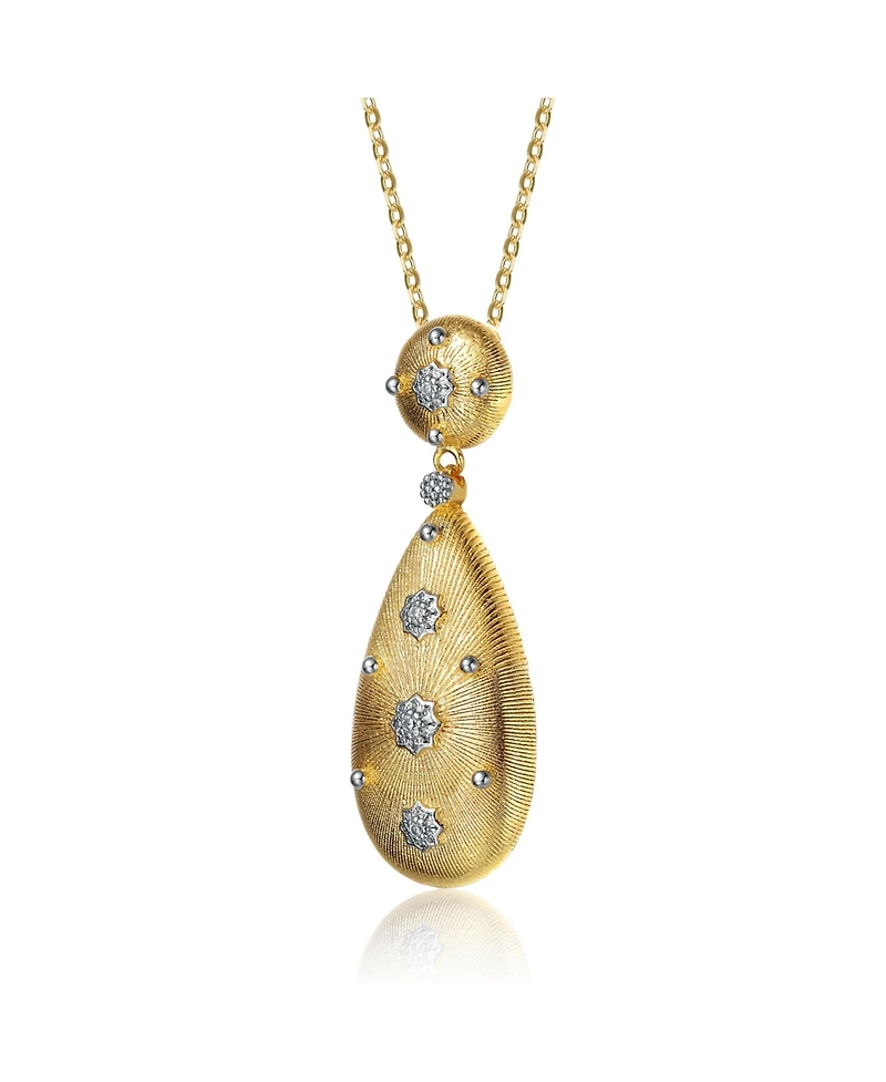 14K Gold Plated Cubic Zirconia Pendant Necklace
