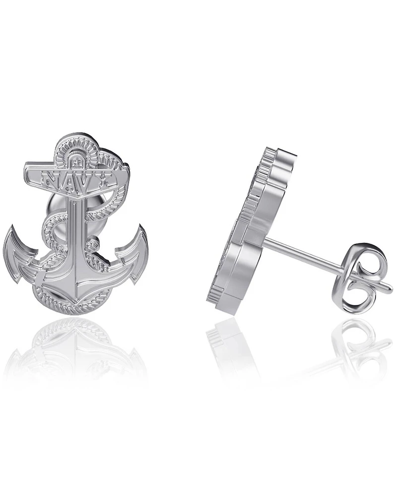 Women's Dayna Designs Navy Midshipmen Silver Post Earrings