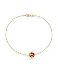 Bling Jewelry Red Ladybug Garden Charm Anklet Link Ankle Bracelet Gold Plated Sterling Silver Adjustable 9 To 10 Inch With Extender