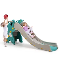 4 in 1 Kids Climber Slide Play Set w/Basketball Hoop & Toss Toy Indoor & Outdoor