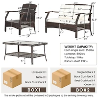 4 Pcs Outdoor Rattan Conversation Set Patio Rattan Sofa Set W/ Protective Cover
