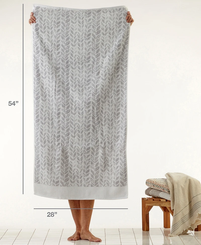 Skl Home Distressed Leaves Turkish Cotton Bath Towel, 54" x 28"