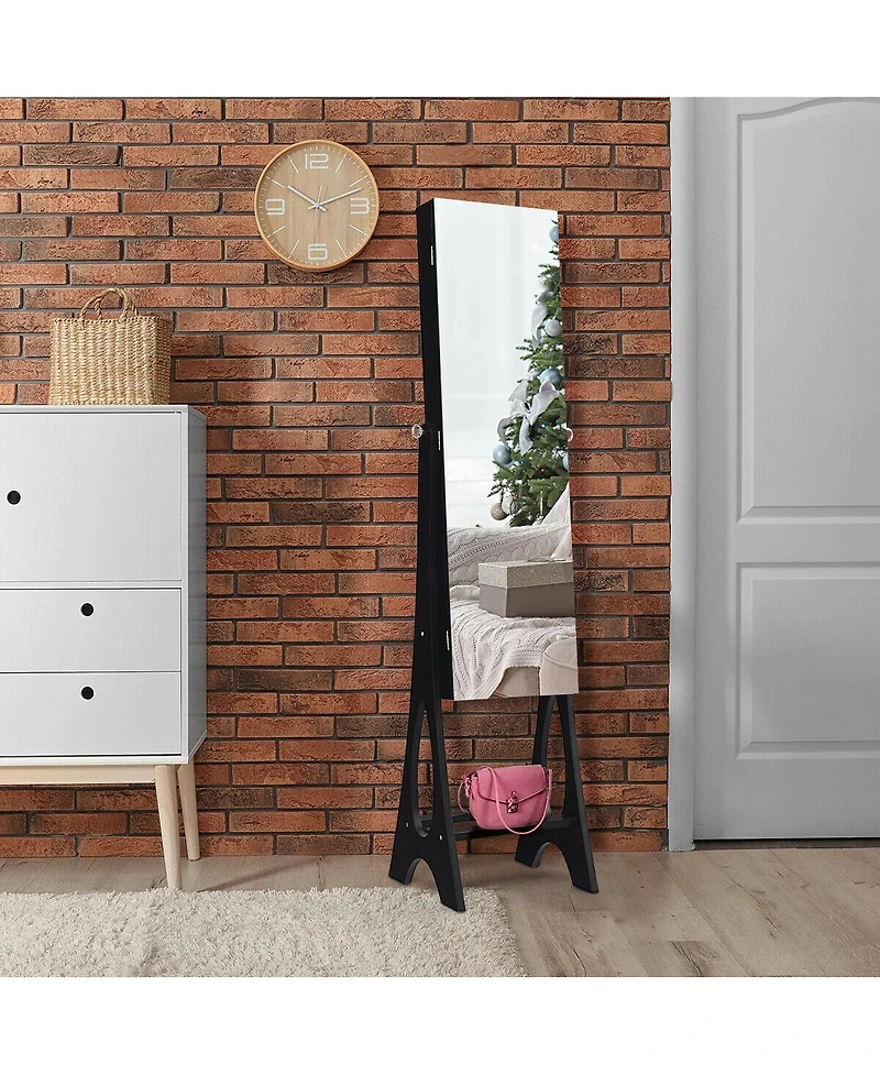Costway Led Jewelry Cabinet Organizer Bevel Edge Mirrored Standing
