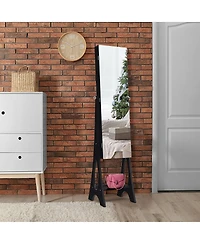 Costway Led Jewelry Cabinet Organizer Bevel Edge Mirrored Standing