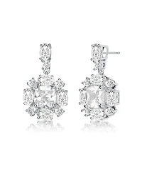 White Gold Plated Cubic Zirconia Accent Dangle Earrings