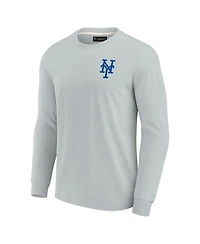 Men's and Women's Fanatics Signature Gray New York Mets Super Soft Long Sleeve T-shirt