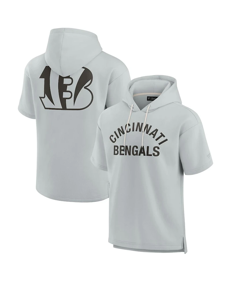 Men's and Women's Fanatics Signature Gray Cincinnati Bengals Super Soft Fleece Short Sleeve Hoodie