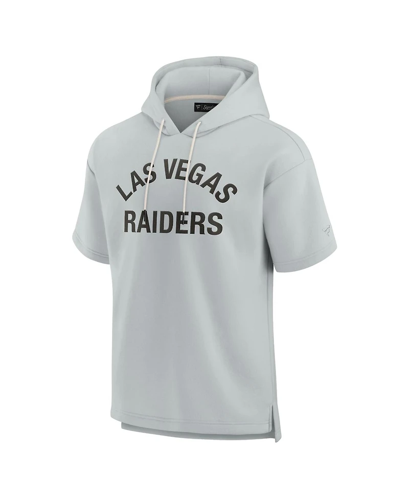 Men's and Women's Fanatics Signature Gray Las Vegas Raiders Super Soft Fleece Short Sleeve Hoodie