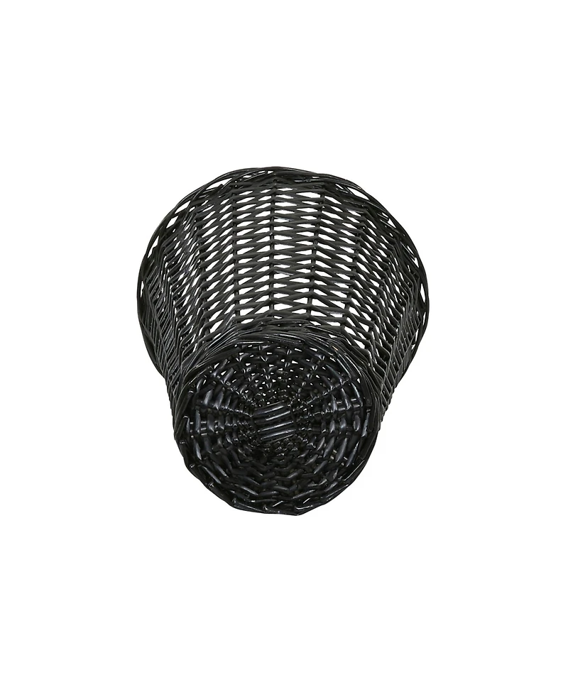 Household Essentials Wicker Waste Basket, Willow Weave Painted Black