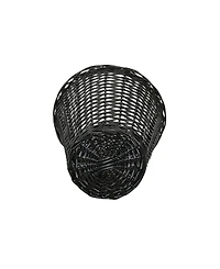 Household Essentials Wicker Waste Basket, Willow Weave Painted Black