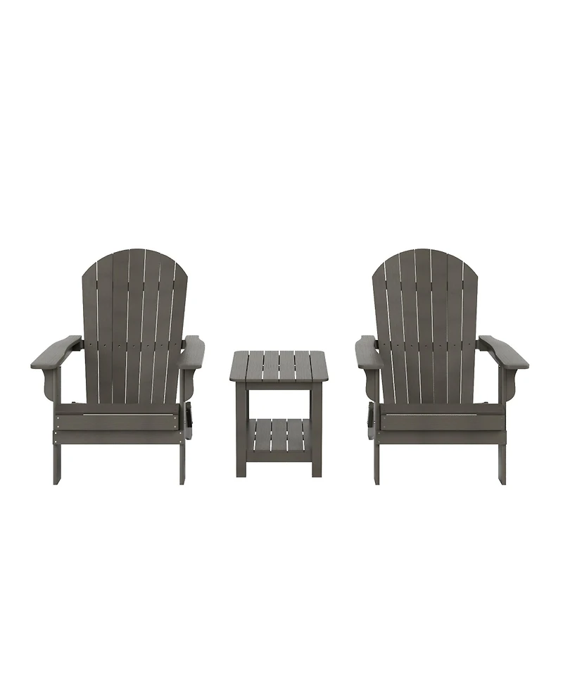 WestinTrends 3-Piece Outdoor Folding Adirondack Chair with Side Table Set