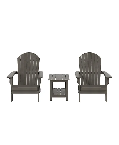 WestinTrends 3-Piece Outdoor Folding Adirondack Chair with Side Table Set