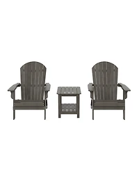 WestinTrends 3-Piece Outdoor Folding Adirondack Chair with Side Table Set