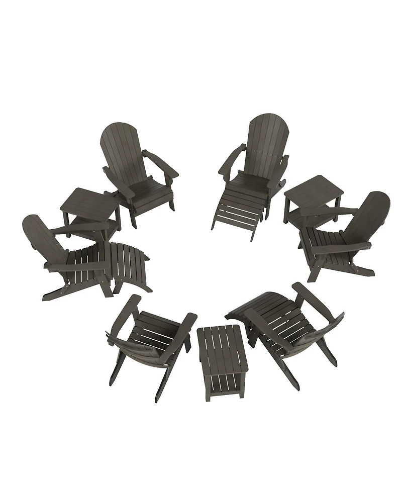 WestinTrends 12-Piece Outdoor Adirondack Chair with Ottoman and Side Table Set