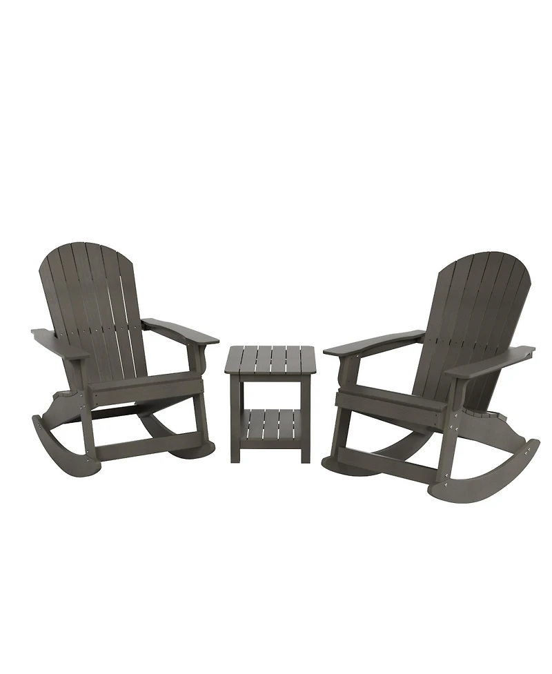 WestinTrends 3-Piece Outdoor Patio Adirondack Rocking Chair with Side Table Set