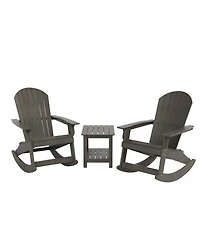 WestinTrends 3-Piece Outdoor Patio Adirondack Rocking Chair with Side Table Set