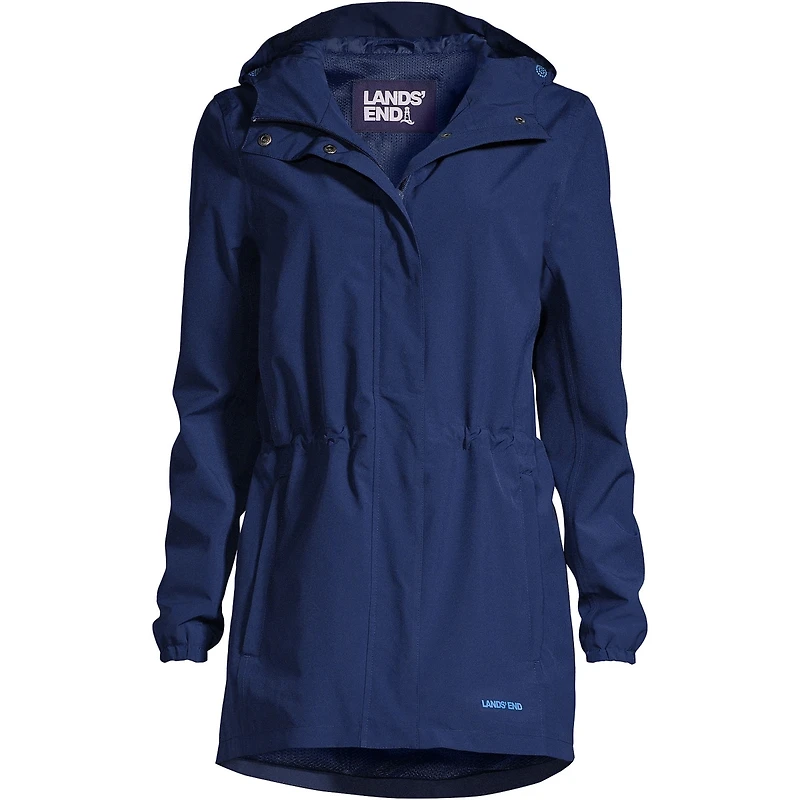 Lands' End Women's Tall Waterproof Hooded Packable Raincoat