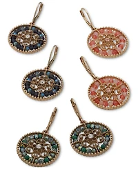 lonna & lilly Gold-Tone Crystal & Bead Openwork Drop Earrings