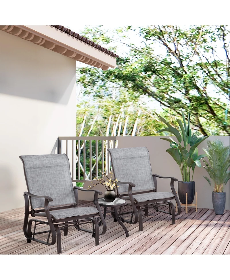 Outsunny Outdoor Swing Glider Chair, Patio Mesh Rocking Chair with Steel Frame for Backyard, Garden and Porch, Grey