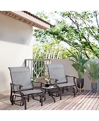 Outsunny Outdoor Swing Glider Chair, Patio Mesh Rocking Chair with Steel Frame for Backyard, Garden and Porch, Grey