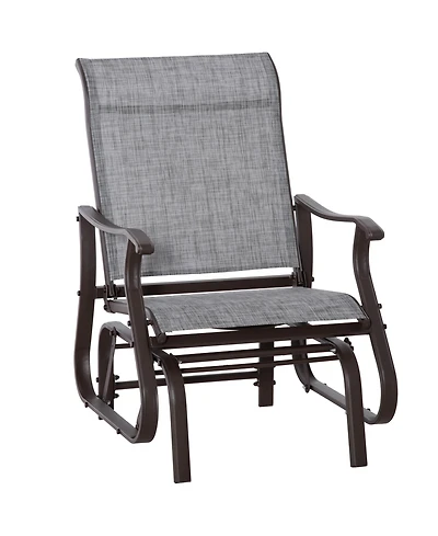 Outsunny Outdoor Swing Glider Chair, Patio Mesh Rocking Chair with Steel Frame for Backyard, Garden and Porch, Grey