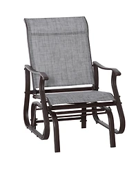 Outsunny Outdoor Swing Glider Chair, Patio Mesh Rocking Chair with Steel Frame for Backyard, Garden and Porch, Grey