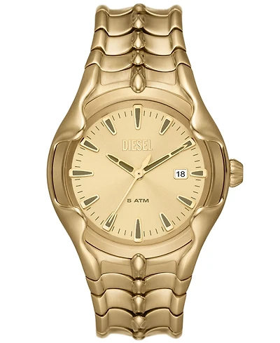 Diesel Men's Vert Quartz Three Hand Date Gold-Tone Stainless Steel Watch 44mm