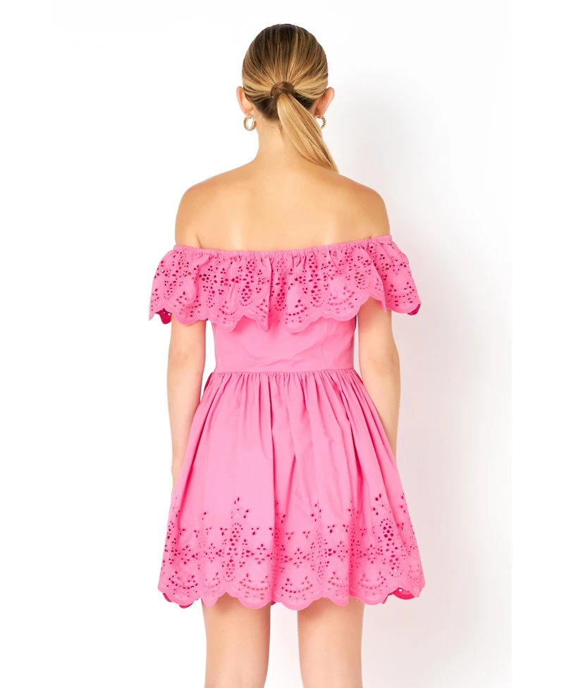 endless rose Women's Scalloped Off The Shoulder Mini Dress