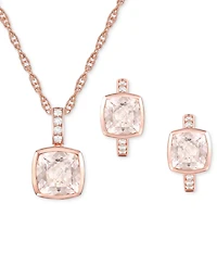 2-Pc. Set Garnet: (4-1/6 ct. t.w.) & Lab-Grown White Sapphire (1/20 ct. t.w.) Pendant Necklace & Matching Small Hoop Earrings in Gold-Plated Sterling