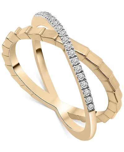 Audrey by Aurate Diamond Crossover Ring (1/10 ct. t.w.) in Gold Vermeil, Created for Macy's