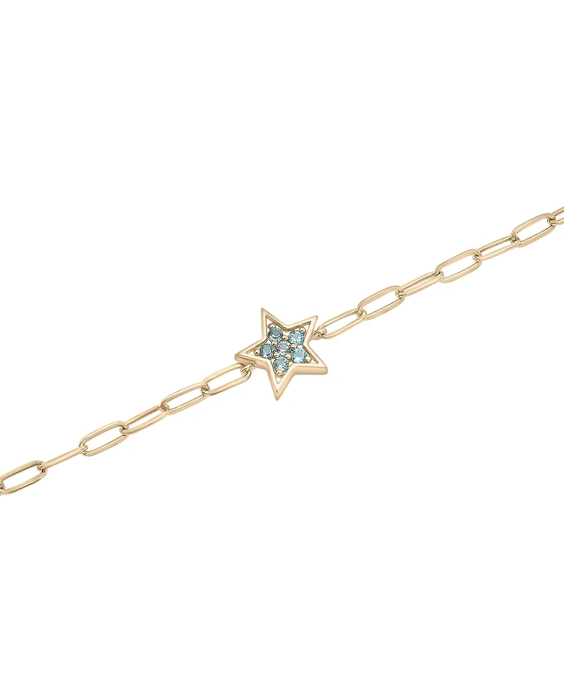London Blue Topaz Star Cluster Ankle Bracelet (1/5 ct. t.w.) in 14k Gold-Plated Sterling Silver