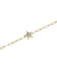 London Blue Topaz Star Cluster Ankle Bracelet (1/5 ct. t.w.) in 14k Gold-Plated Sterling Silver
