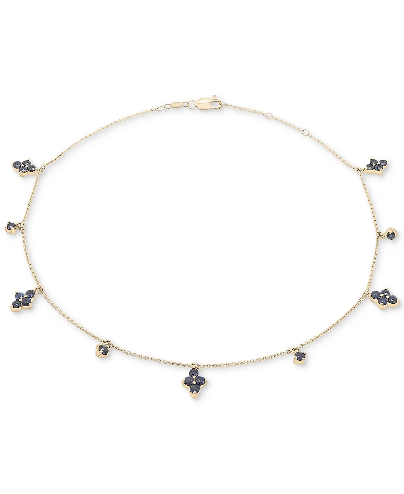 Black Sapphire Mini Cluster Dangling Ankle Bracelet (1-7/8 ct. t.w.) in 14k Gold-Plated Sterling Silver