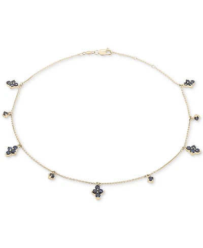 Black Sapphire Mini Cluster Dangling Ankle Bracelet (1-7/8 ct. t.w.) in 14k Gold-Plated Sterling Silver