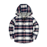 Hope & Henry Boys Long Sleeve Hooded Flannel Shirt Jacket