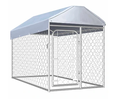 Outdoor Dog Kennel with Roof 78.7"x39.4"x49.2"