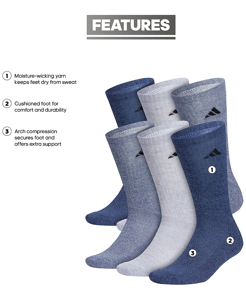 adidas Men's Cushioned Athletic 6-Pack Crew Socks