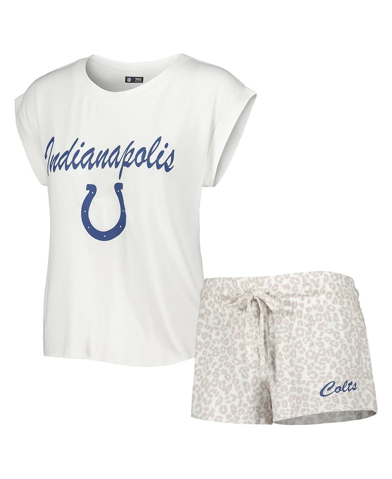 Women's Concepts Sport White, Cream Indianapolis Colts Montana Knit T-shirt and Shorts Sleep Set