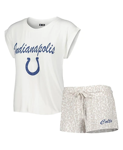 Women's Concepts Sport White, Cream Indianapolis Colts Montana Knit T-shirt and Shorts Sleep Set