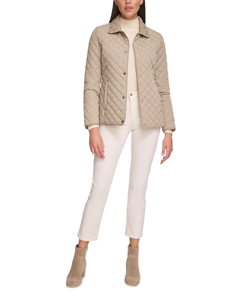 Calvin Klein Womens Collared Quilted Coat