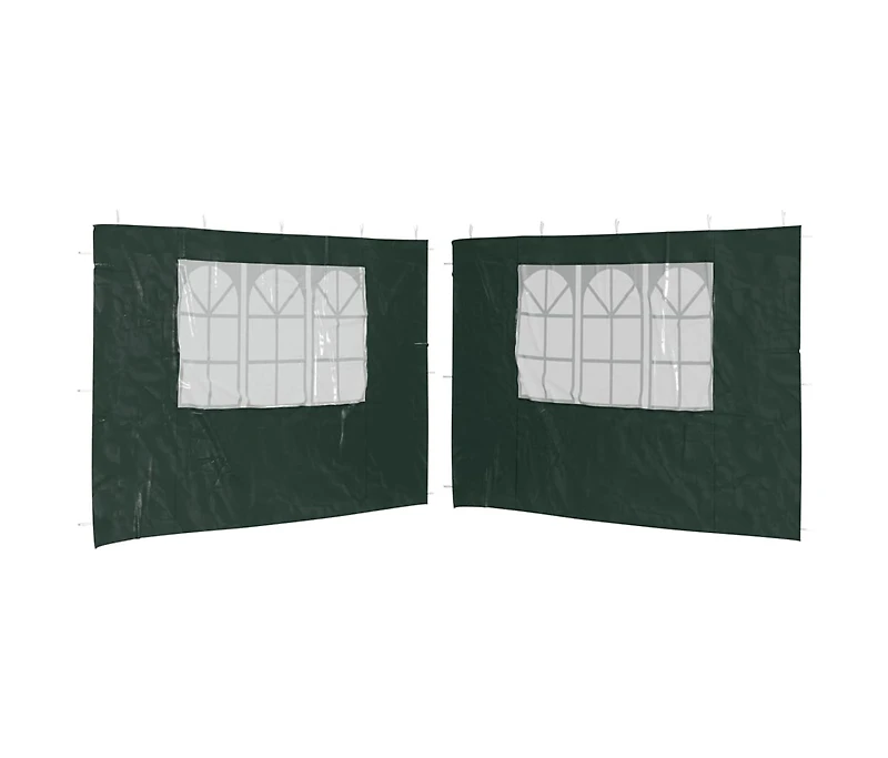 vidaXL Party Tent Sidewall 2 pcs with Window Pe Green
