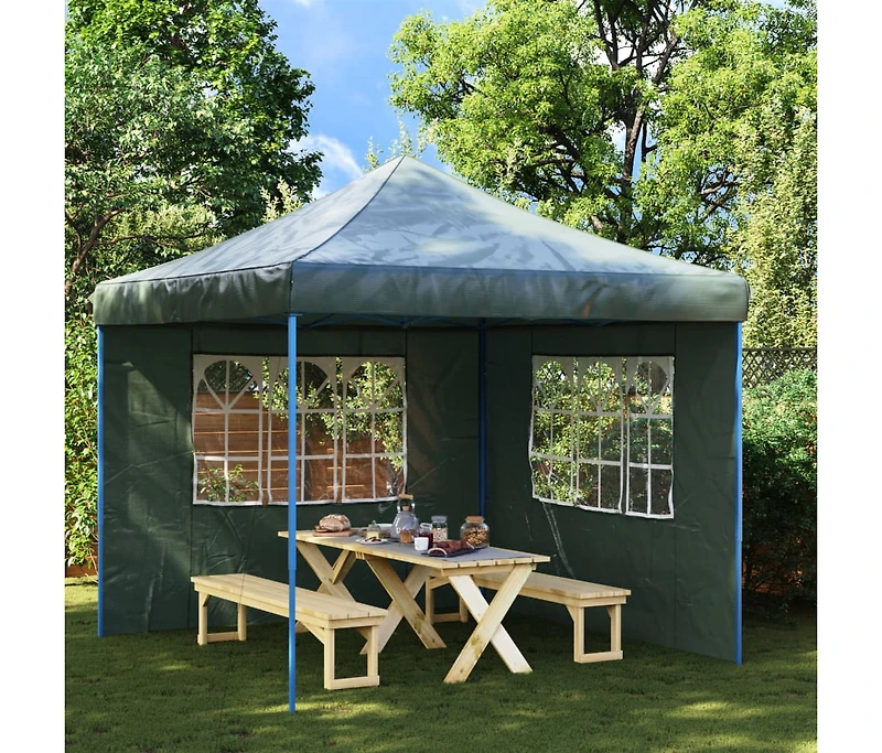vidaXL Party Tent Sidewall 2 pcs with Window Pe Green