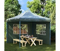 vidaXL Party Tent Sidewall 2 pcs with Window Pe Green