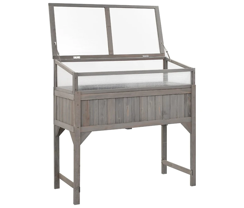Raised Bed with Greenhouse 43.3"x21.3"x47.2" Solid Fir Wood