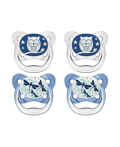 Dr. Browns PreVent Orthodontic Baby Pacifier, 0-6m, 4-Pack, Glow in the Dark, Blue