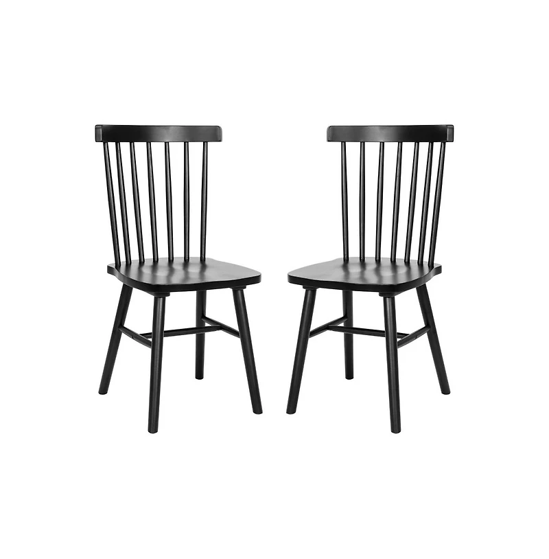 Torrin Set Of Two Premium Solid Wood Spindle Back Dining Chairs With Saddle Seats And Floor Protectant Felt Pads