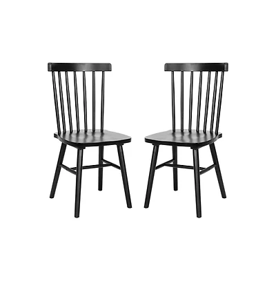 Torrin Set Of Two Premium Solid Wood Spindle Back Dining Chairs With Saddle Seats And Floor Protectant Felt Pads