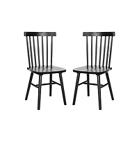 Torrin Set Of Two Premium Solid Wood Spindle Back Dining Chairs With Saddle Seats And Floor Protectant Felt Pads