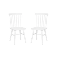 Torrin Set Of Two Premium Solid Wood Spindle Back Dining Chairs With Saddle Seats And Floor Protectant Felt Pads