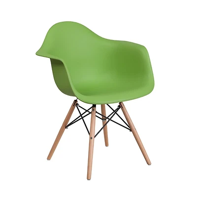 Merrick Lane Alda Series Polypropylene Accent Chair With Gently Curved Arms And Metal Braced Wooden Legs